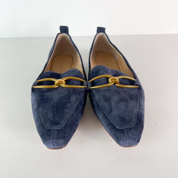Veronica Beard NWOB Women's Champlain Chain Suede Leather Loafers Blue Size 6.5 - Picture 2 of 6